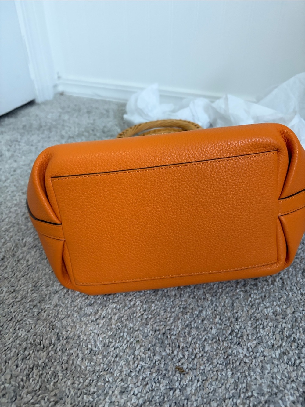 kate spade Orange Leather Tote with Woven Round Handles - Picture 3 of 3